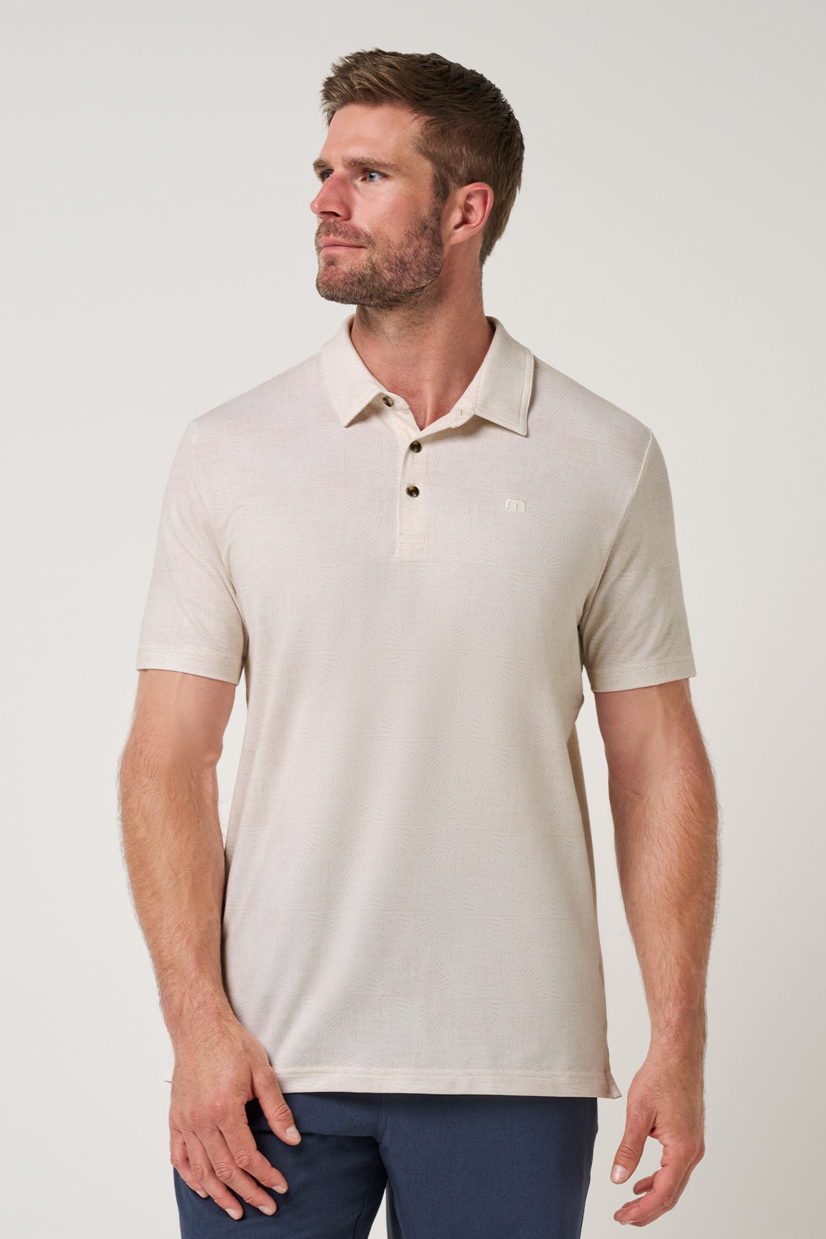 Travis Mathew Featherweight Terrace Polo in Antique White, front
