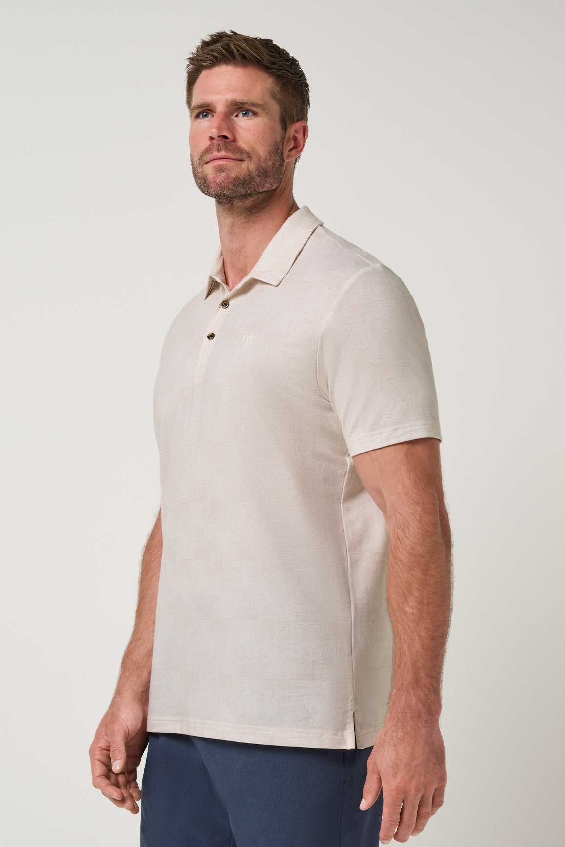 Travis Mathew Featherweight Terrace Polo in Antique White, side