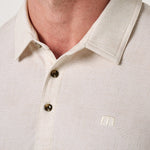 Travis Mathew Featherweight Terrace Polo in Antique White, collar detail