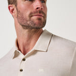 Travis Mathew Featherweight Terrace Polo in Antique White, print detail