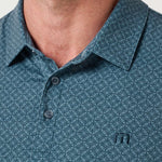 Travis Mathew Featherweight Flair Polo in Aegean, collar detail