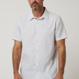 Techwoven Flair Button-Up in White, front view