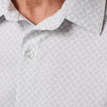 Travis Mathew Techwoven Flair Button-Up in White, detail view