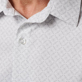 Travis Mathew Techwoven Flair Button-Up in White, detail view