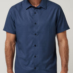 Travis Mathew Techwoven Flair Button-Up in Total Eclipse, front view