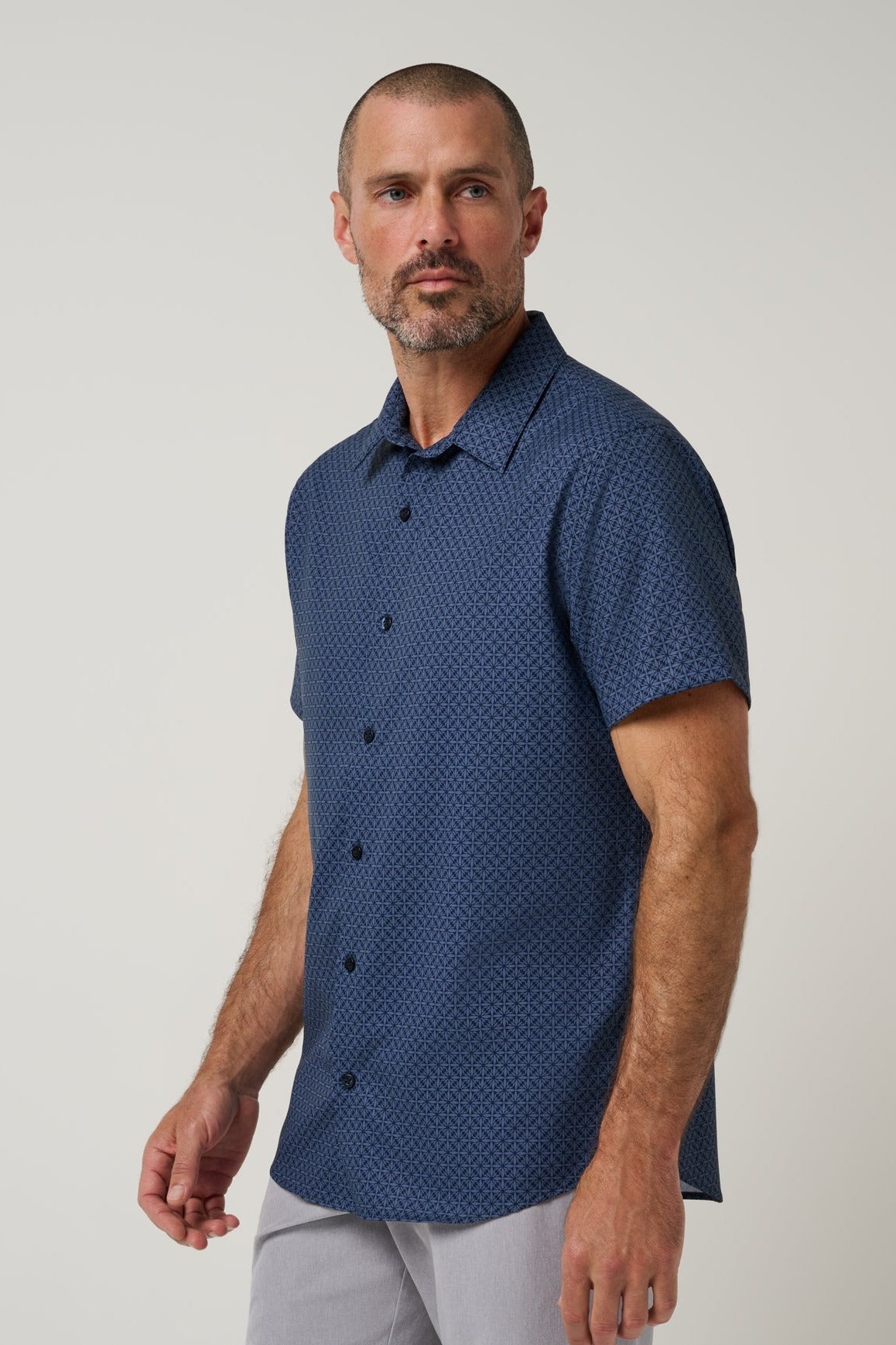 Techwoven Flair Button-Up in Total Eclipse, side view