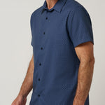 Travis Mathew Techwoven Flair Button-Up in Total Eclipse, side view