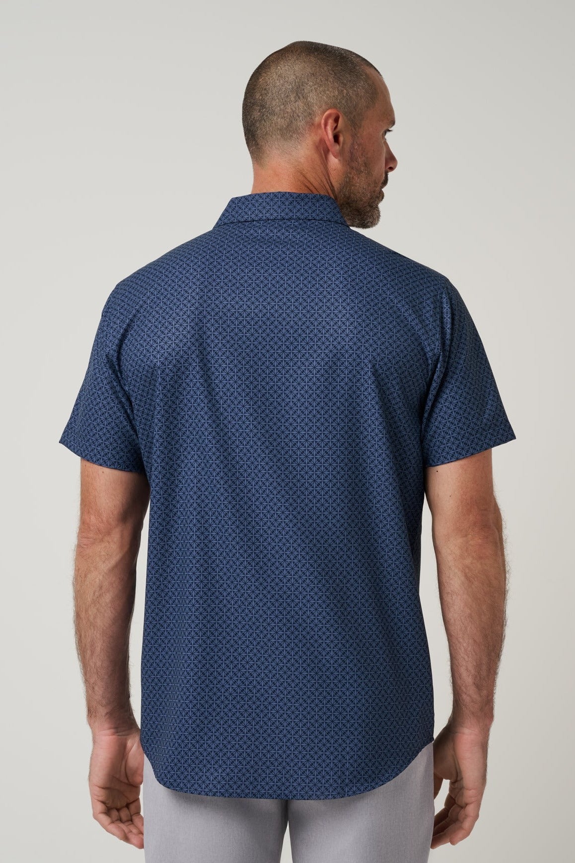 Techwoven Flair Button-Up in Total Eclipse, back view
