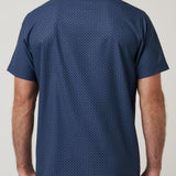Travis Mathew Techwoven Flair Button-Up in Total Eclipse, back view