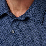 Techwoven Flair Button-Up in Total Eclipse, collar and fabric detail