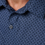 Travis Mathew Techwoven Flair Button-Up in Total Eclipse, detail view