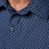 Travis Mathew Techwoven Flair Button-Up in Total Eclipse, detail view