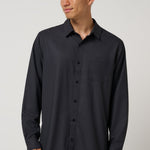 Travis Mathew Techwoven Cross Check Button-Up in Black, front view