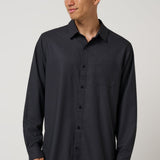 Travis Mathew Techwoven Cross Check Button-Up in Black, front view