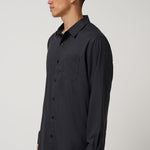 Travis Mathew Techwoven Cross Check Button-Up in Black, side view