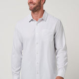 Travis Mathew Techwoven Cross Check Button-Up in White, front view