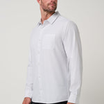 Travis Mathew Techwoven Cross Check Button-Up in White, side view
