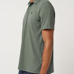 Travis Mathew Heater Series Jersey Polo in Balsam Green, side view
