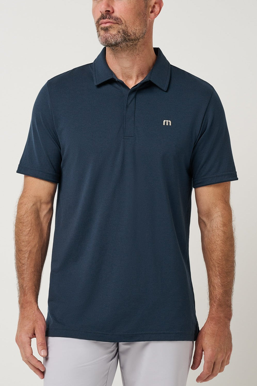 Travis Mathew Heater Series Jersey Polo in Total Eclipse, front view