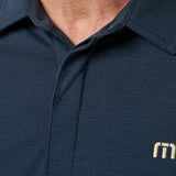 Travis Mathew Heater Series Jersey Polo in Total Eclipse, detail view