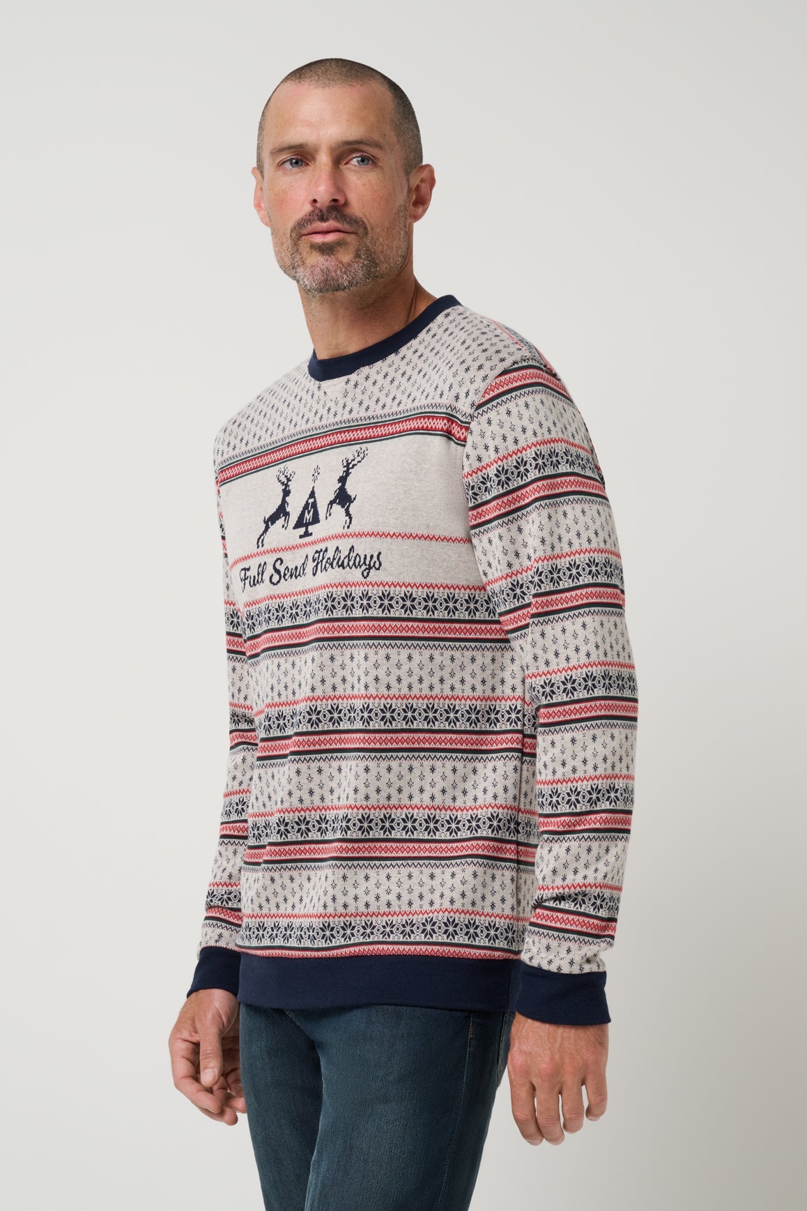 Winter Bliss Pullover in Antique White, front angle