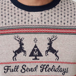 Winter Bliss Pullover reindeer and Full Send Holidays knit detail