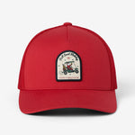 Alpine Air Snapback Hat in Pompeian Red, front with canvas patch
