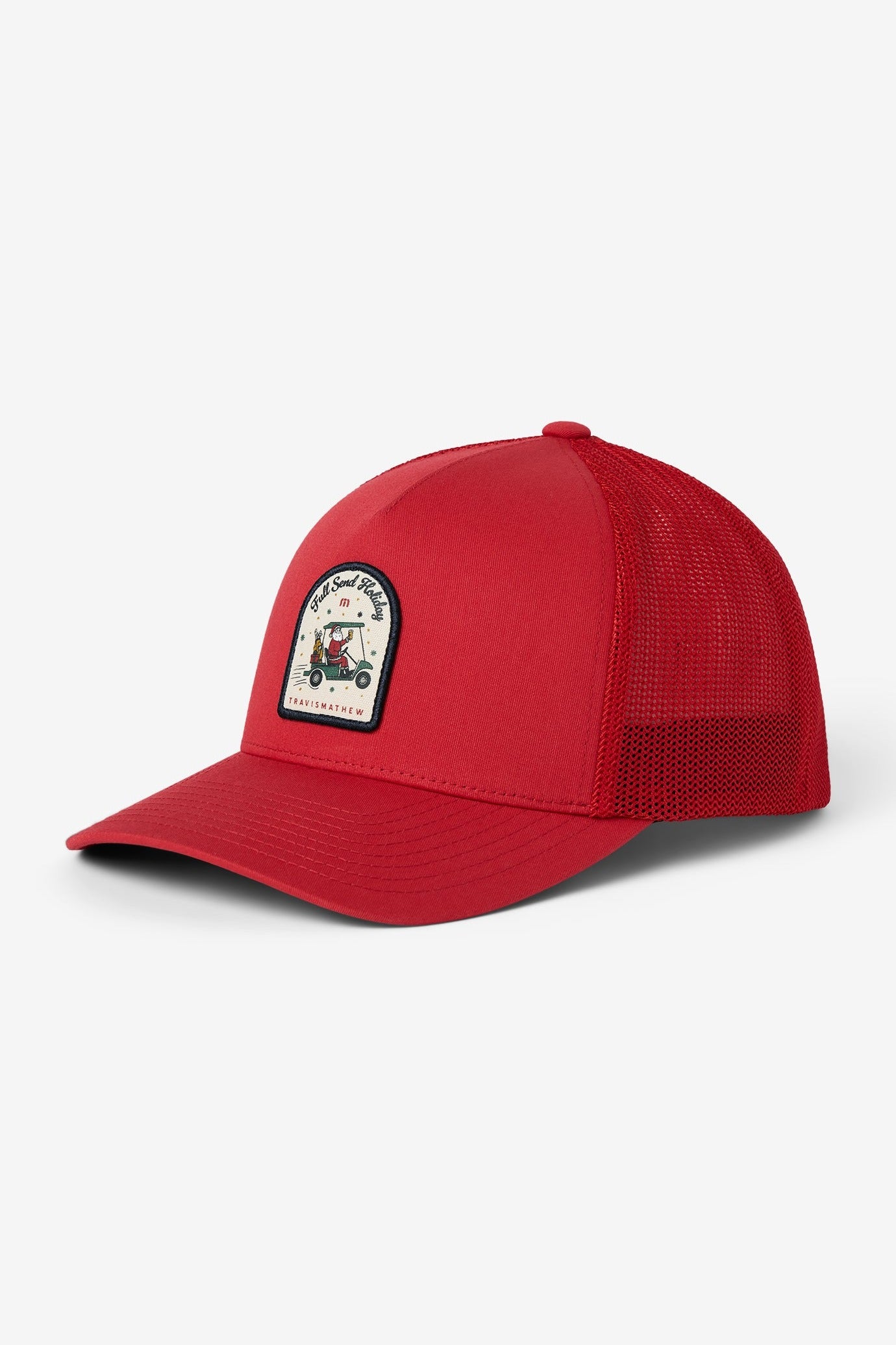 Alpine Air Snapback Hat in Pompeian Red, angled view