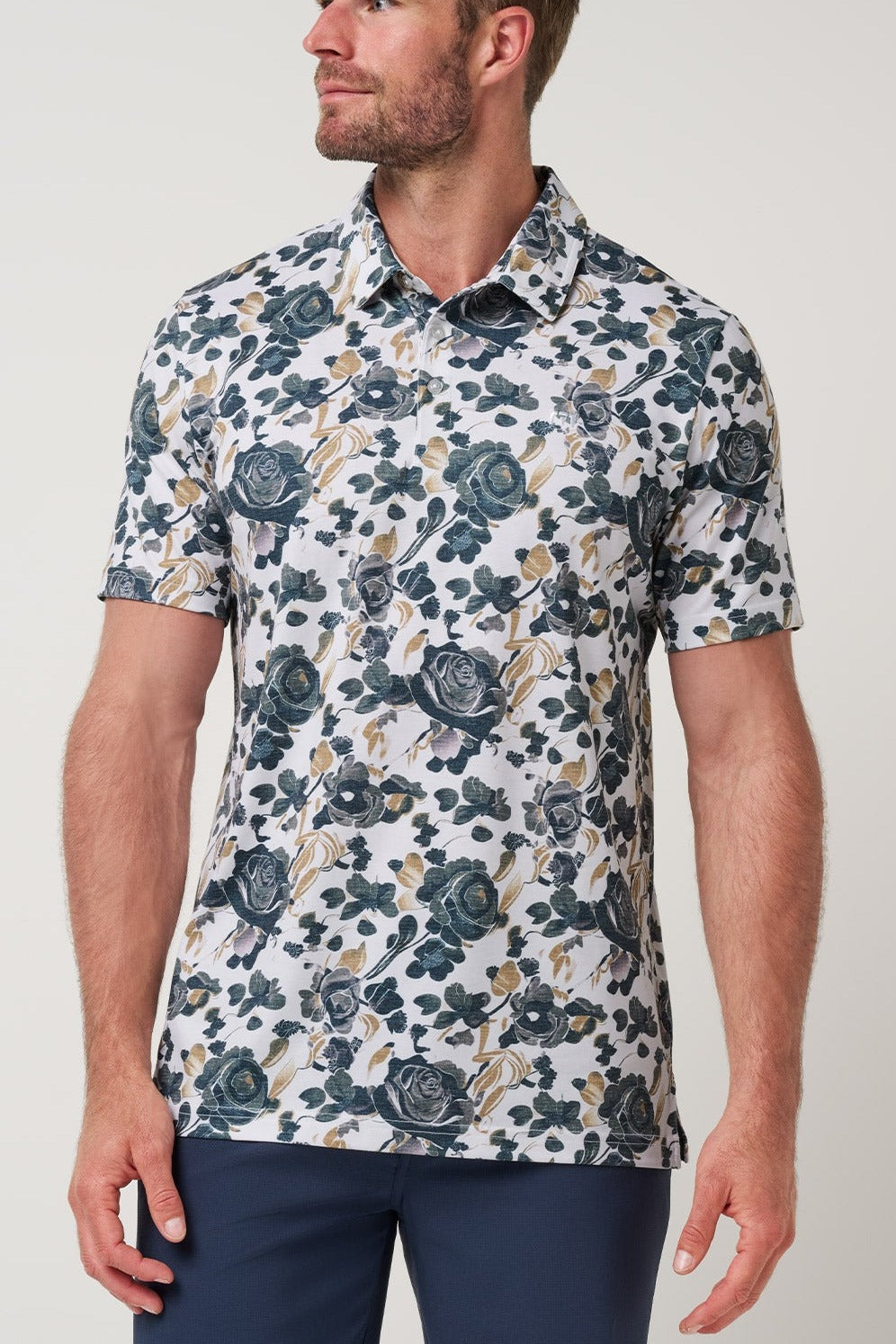 Travis Mathew Featherweight Villa Polo in White, front view