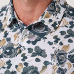 Featherweight Villa Polo in White, floral print detail