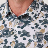 Featherweight Villa Polo in White, floral print detail