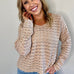 Juno Scallop Hem Pointelle Sweater in Latte