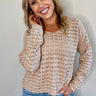 Juno Scallop Hem Pointelle Sweater in Latte