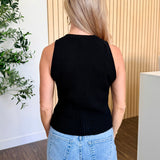 Ribbed V-Neck Buttoned Tank