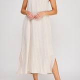 Della Pinstripe Linen Maxi Dress