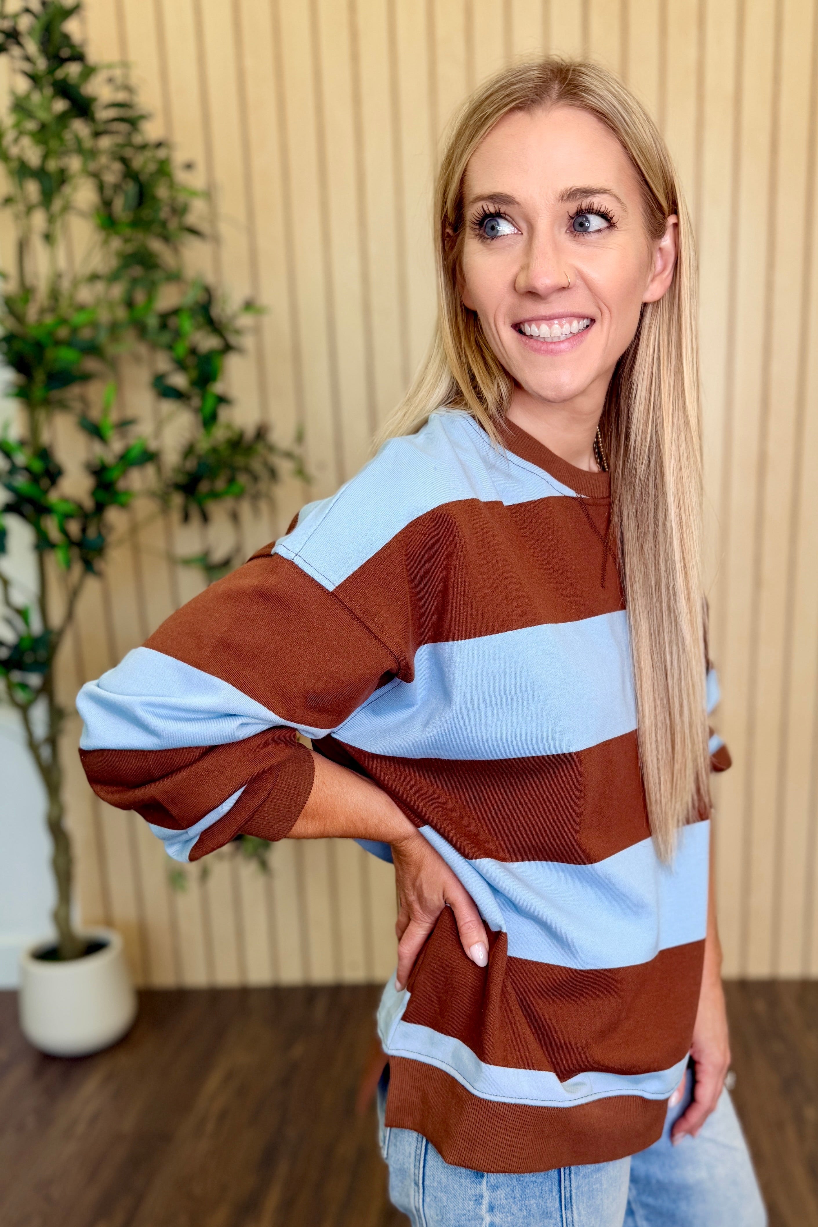 Bluff Wide Stripe Oversized Knit Top