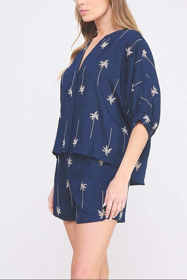 Marlowe Embroidered Palm Dolman Blouse
