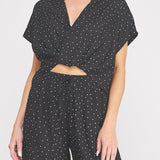 Cleo Crinkle Wrap Collared Top