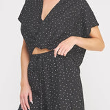 Cleo Crinkle Wrap Collared Top