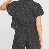 Cleo Crinkle Wrap Collared Top