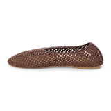 Marta Woven Flat in Chocolate angle view