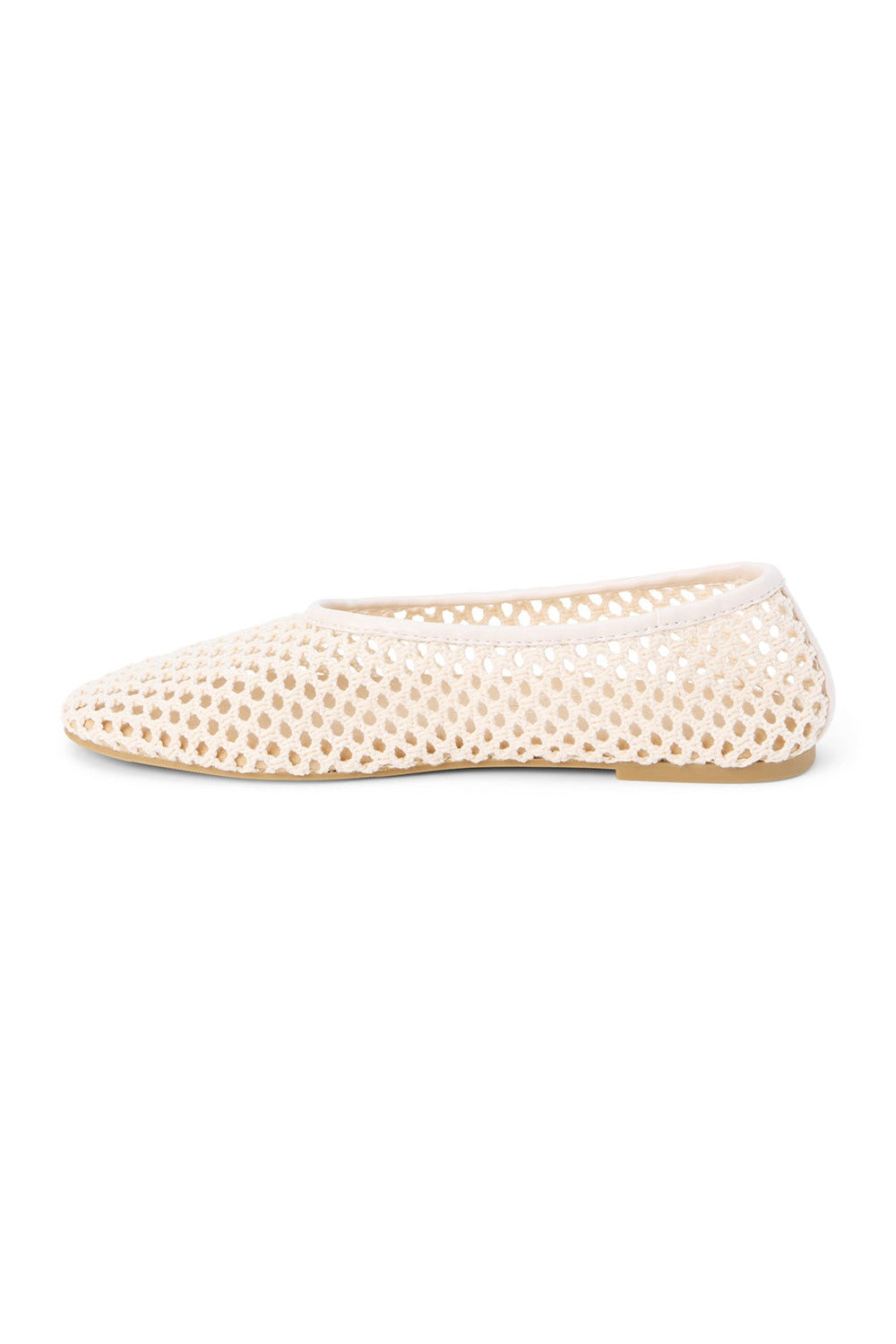 Marta Woven Flat in Ivory angle view