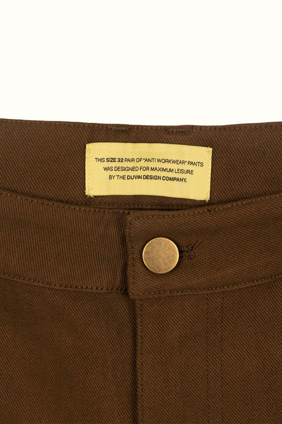 Chocolate Anti-Workwear Pant waistband detail