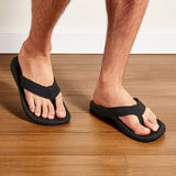 OluKai 'Ohana Men's Beach Sandal - Black / Black - hi-res 4