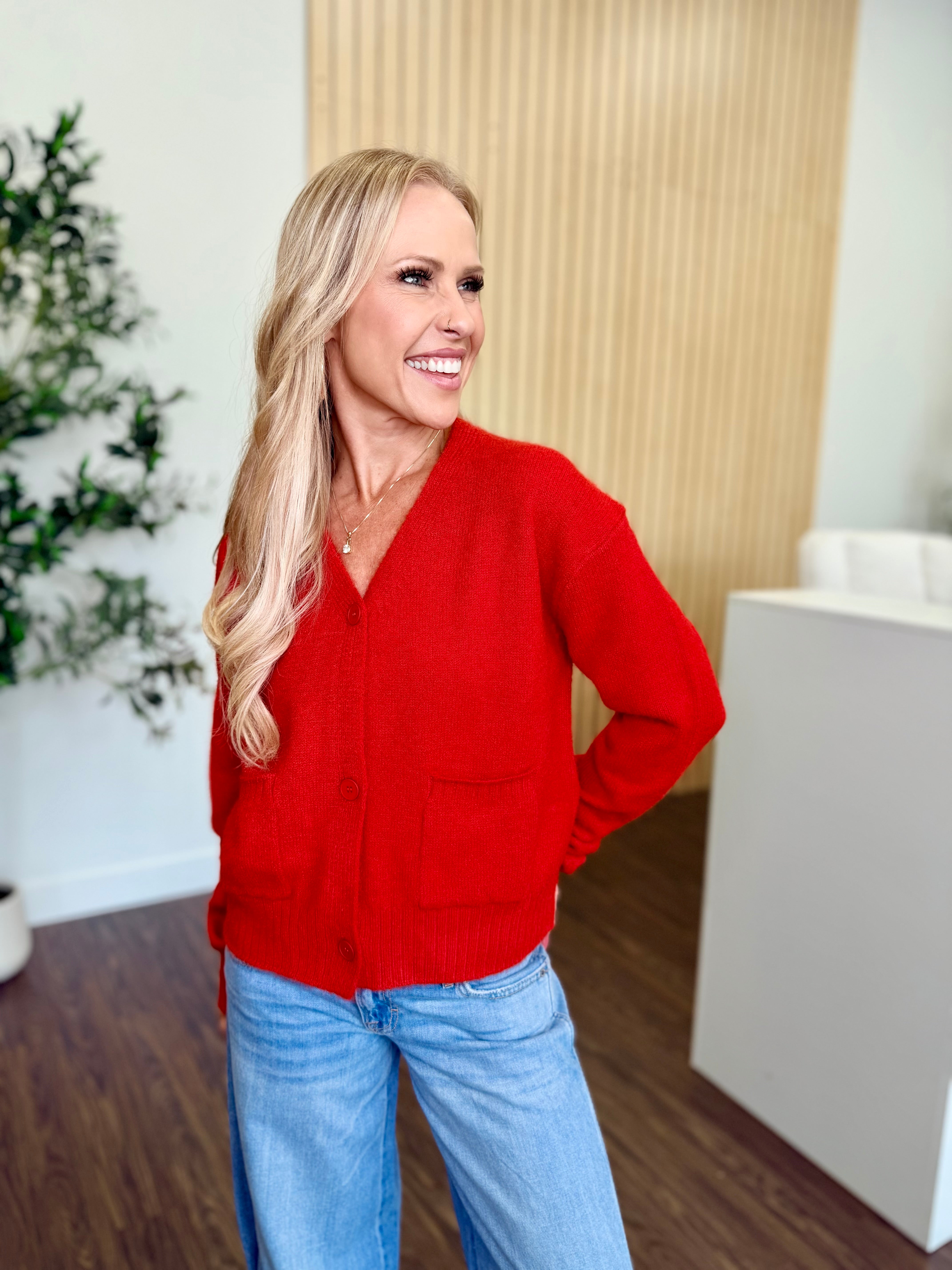 Birch V-Neck Fuzzy Knit Cardigan