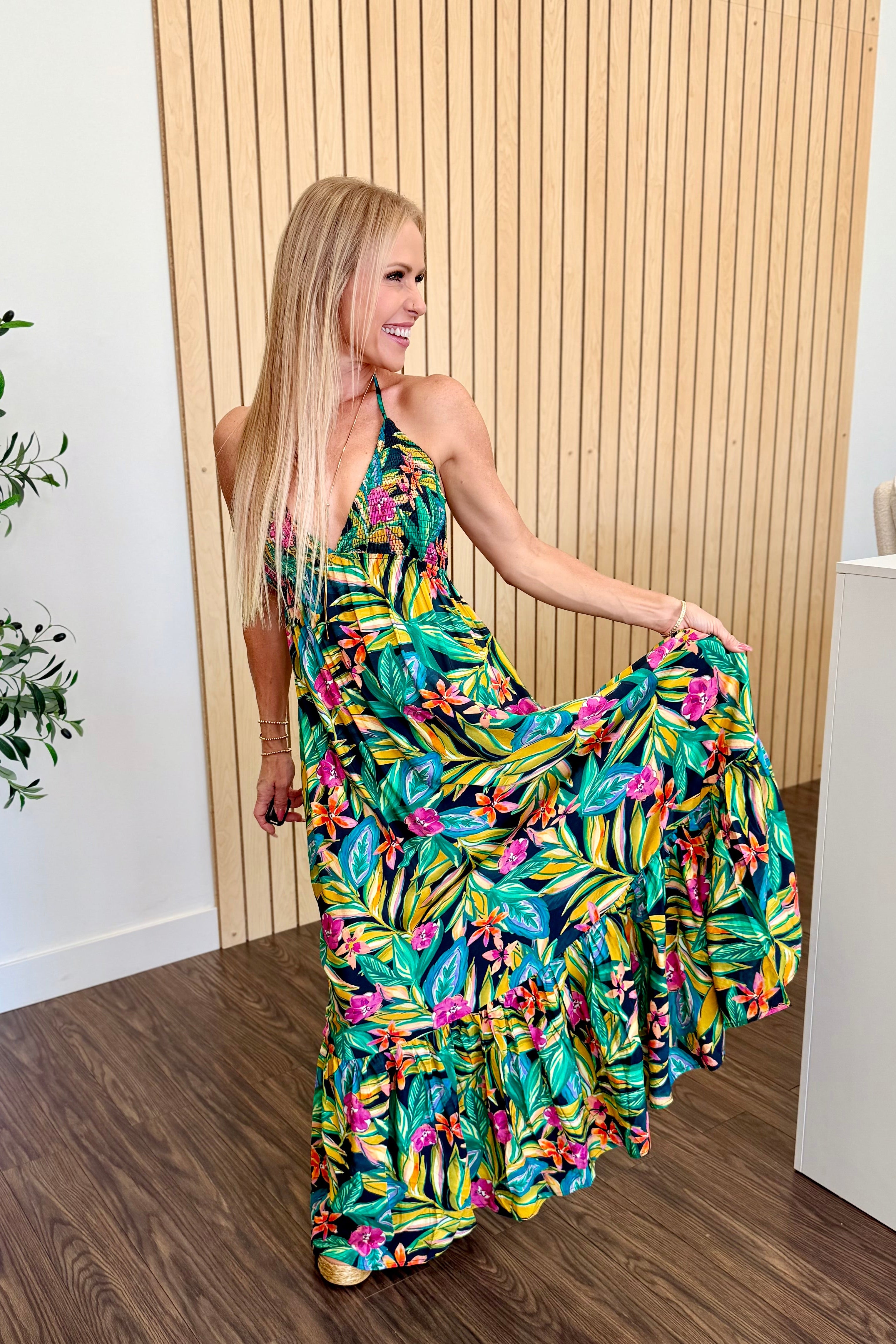 Bramble Smocked Halter Maxi Dress