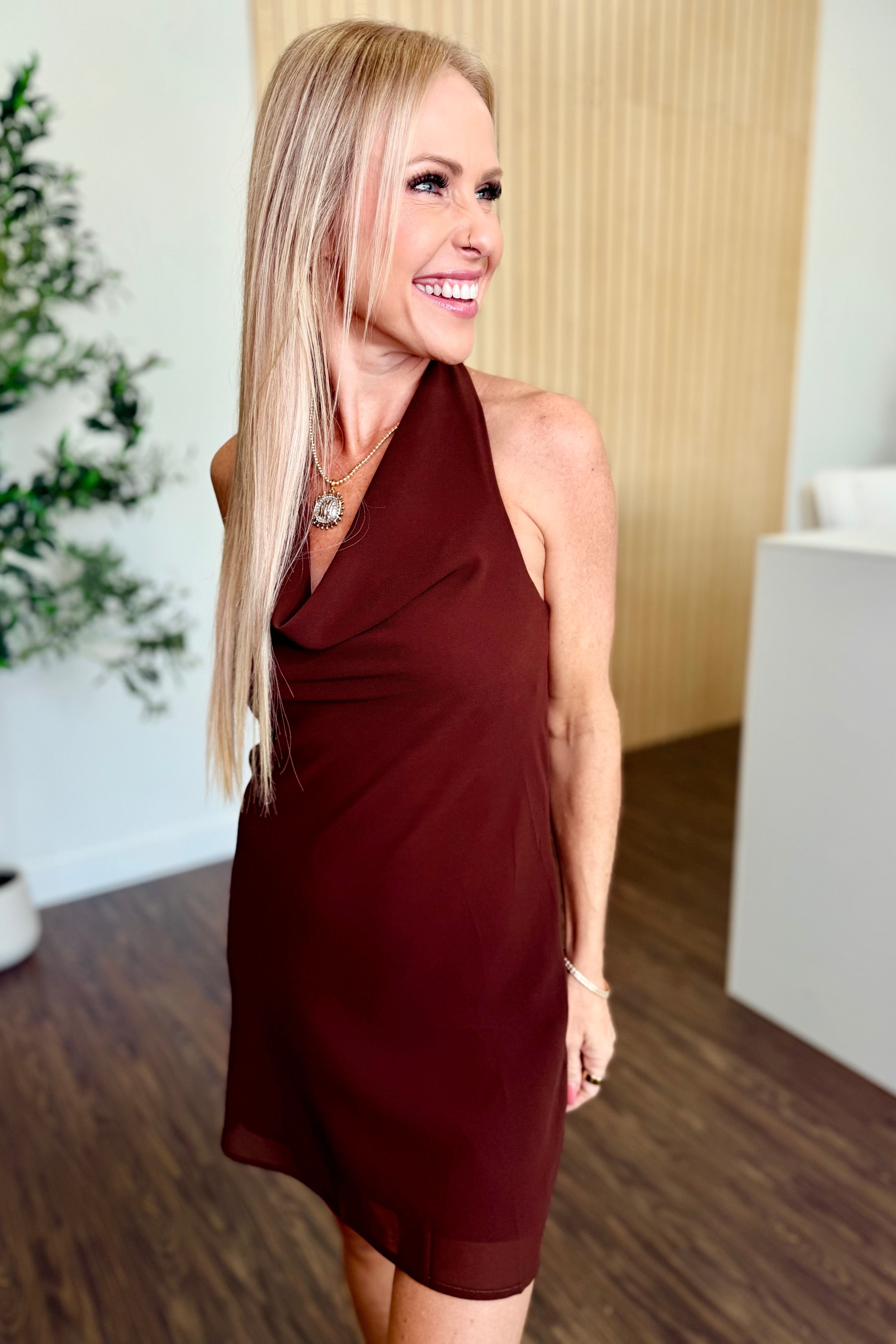 Sierra Cowl Neck Scarf Dress