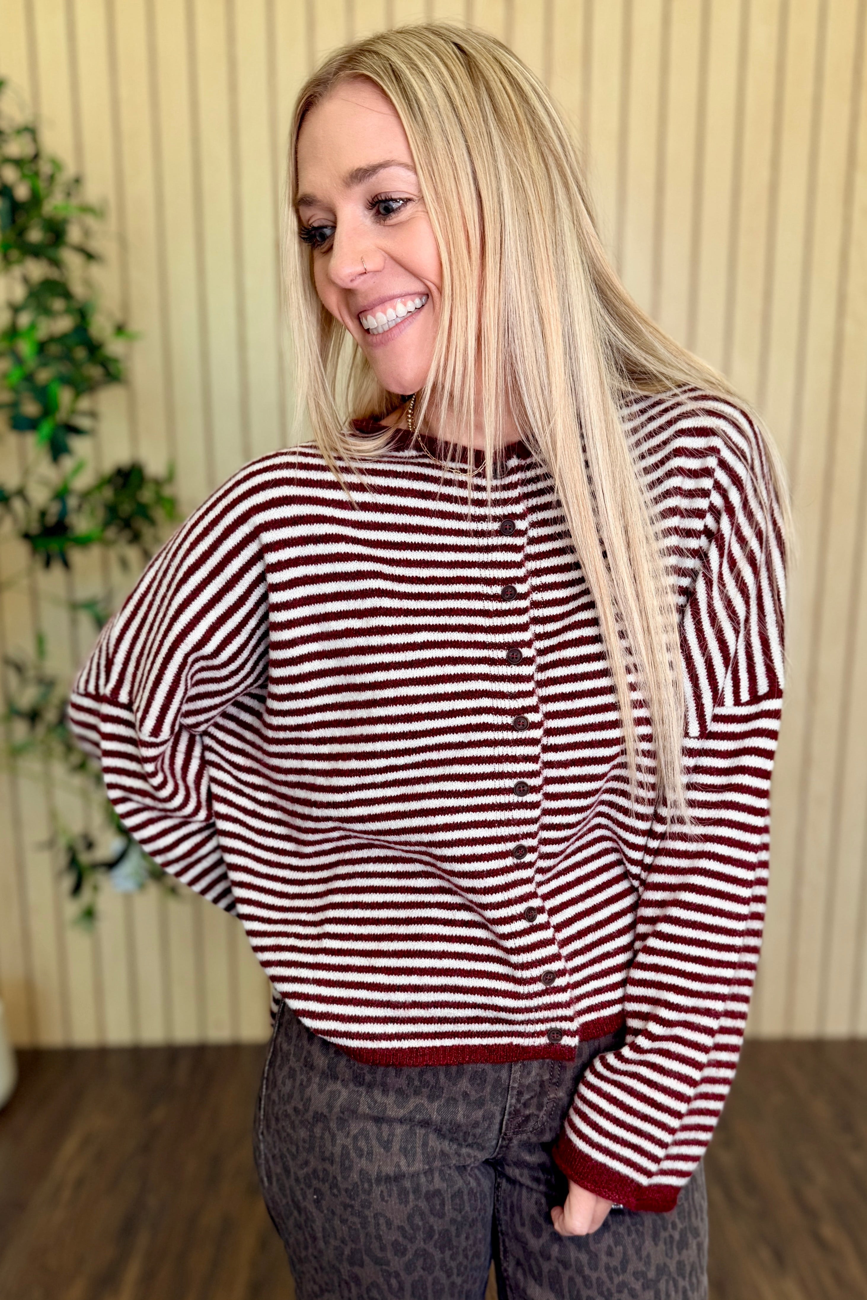 Alder Stripe Drop Shoulder Cardigan