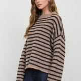 Juniper Stripe Rolled Edge Sweater