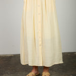 Textured Button-Front Midi Skirt - Butter Yellow